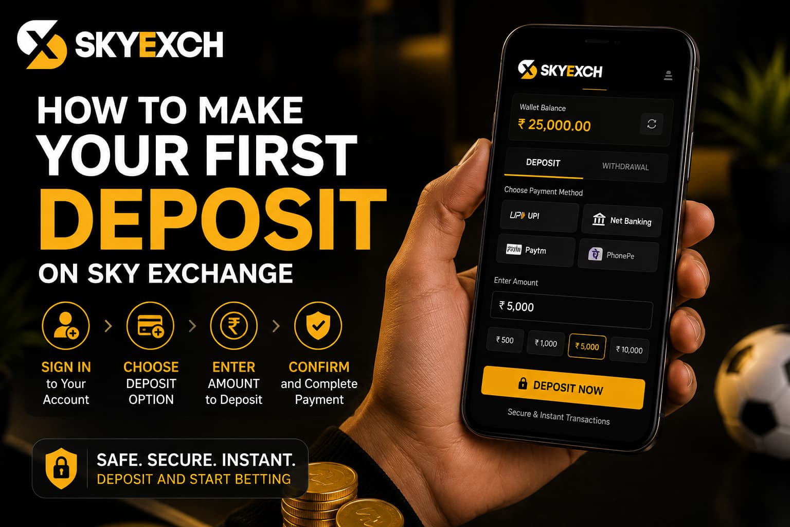 How to make your first deposit on Sky Exchange using available payment methods